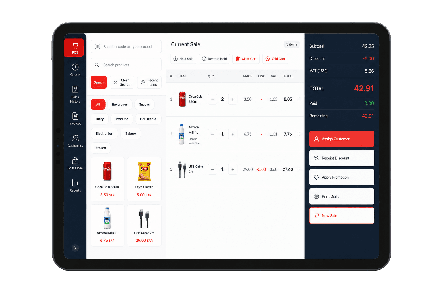 One retail system. Counter, mobile, and warehouse — fully synced.